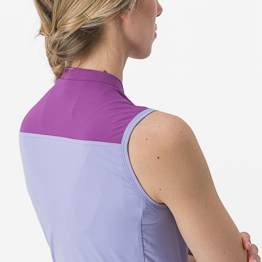 Castelli SOLARIS SLEEVELESS Women Jersey Purple White | 2673-QGXDZ