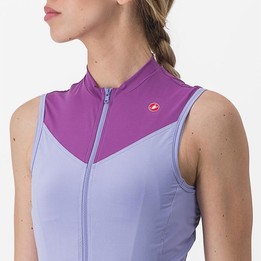 Castelli SOLARIS SLEEVELESS Women Jersey Purple White | 2673-QGXDZ