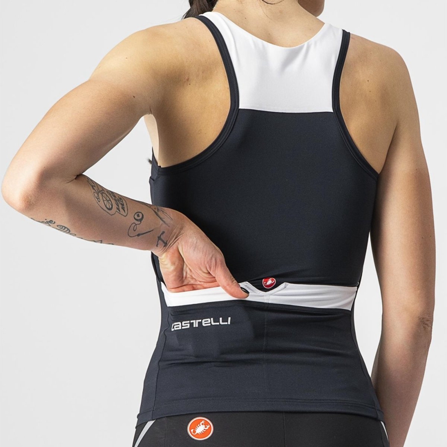 Castelli SOLARIS TOP Women Jersey Black / White | 7920-UDIKC