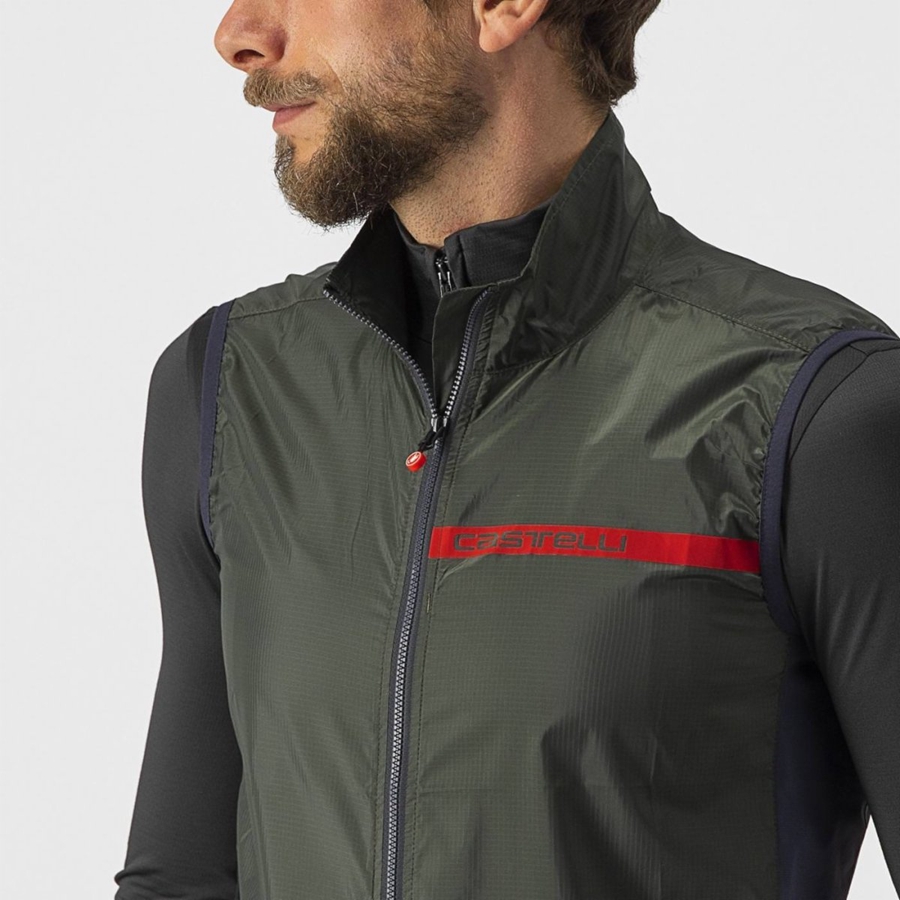 Castelli SQUADRA STRETCH Men Vest Green / Dark Grey | 9182-JSPIT