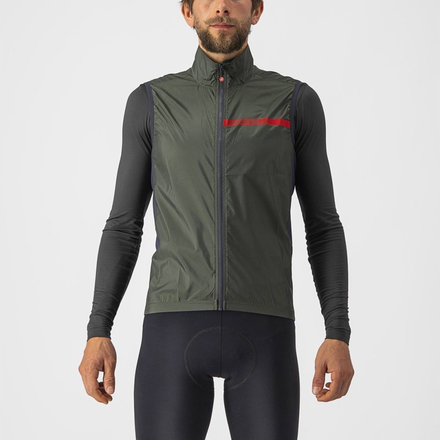 Castelli SQUADRA STRETCH Men Vest Green / Dark Grey | 9182-JSPIT