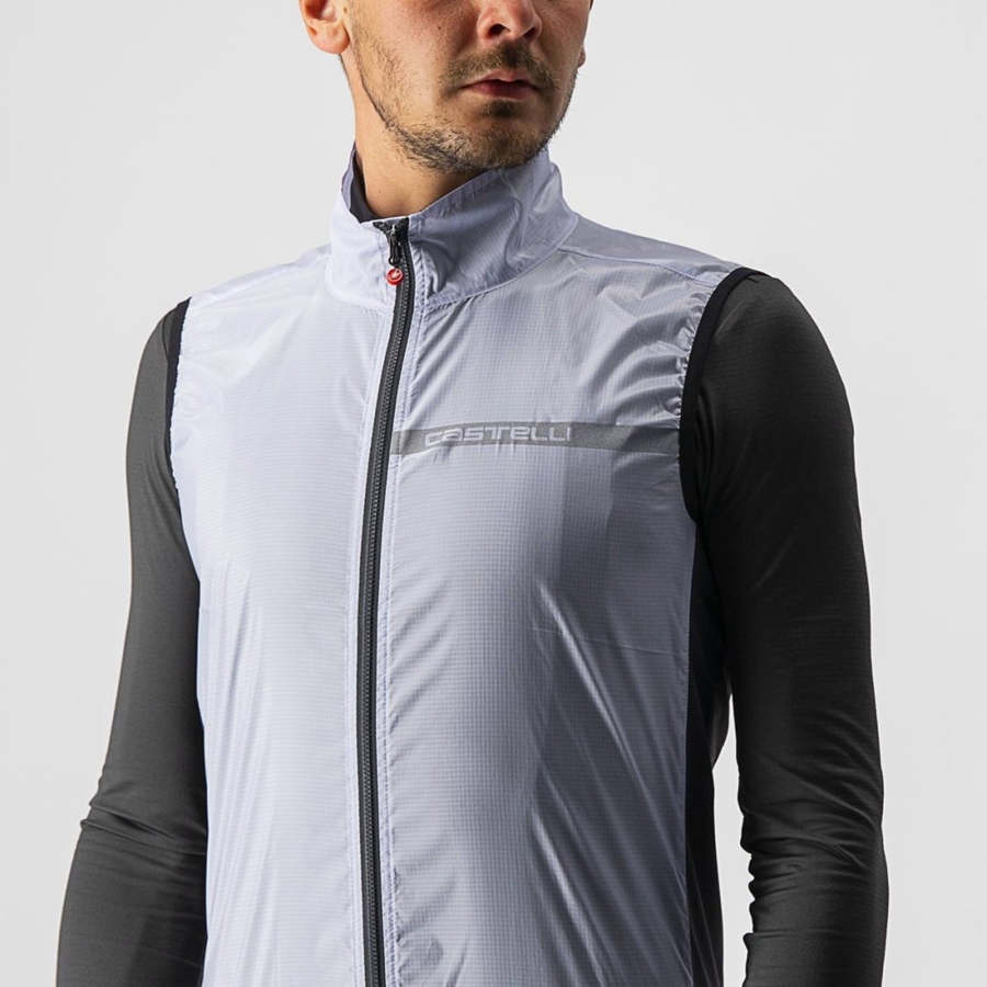 Castelli SQUADRA STRETCH Men Vest Silver Grey / Dark Grey | 5643-TNXJI