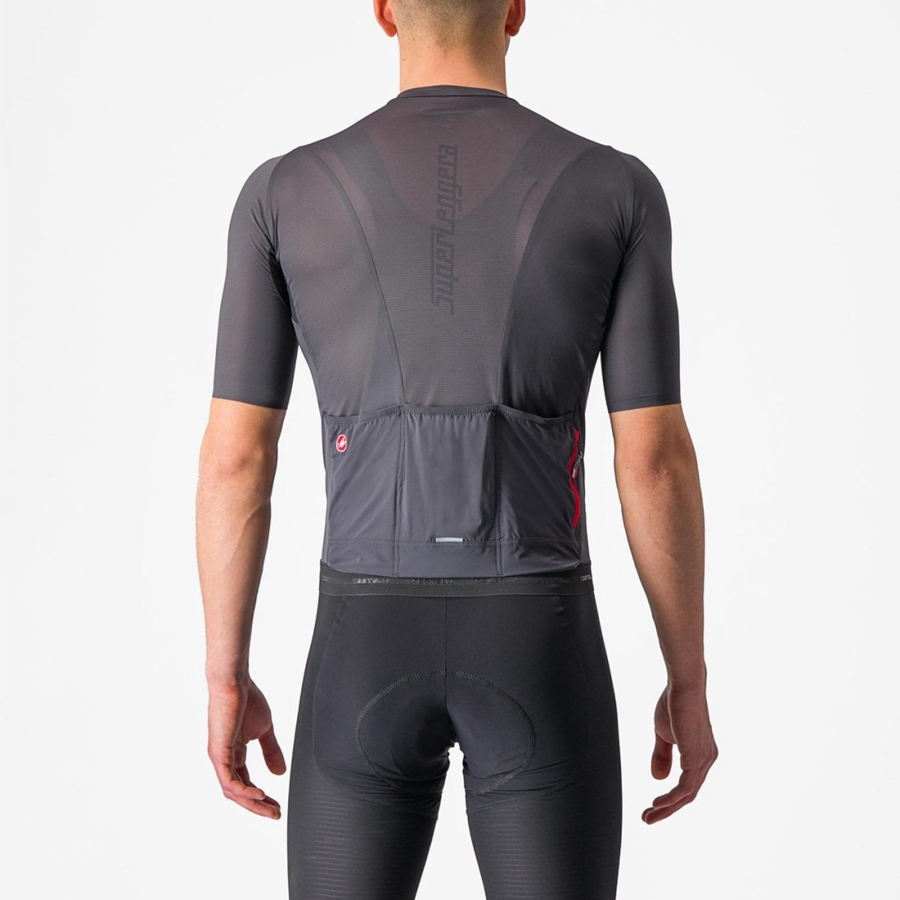 Castelli SUPERLEGGERA 3 Men Jersey Dark Grey | 8712-GWIDJ