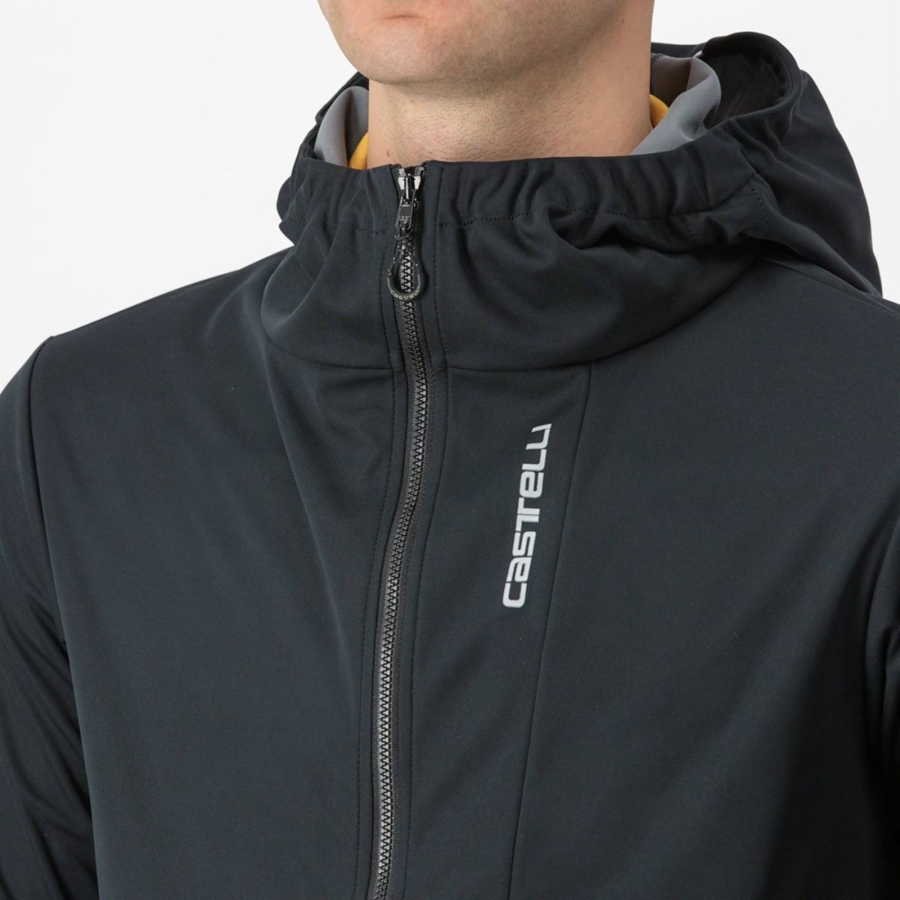 Castelli TRAIL HOODIE Men Jackets Black | 5934-NEDRG