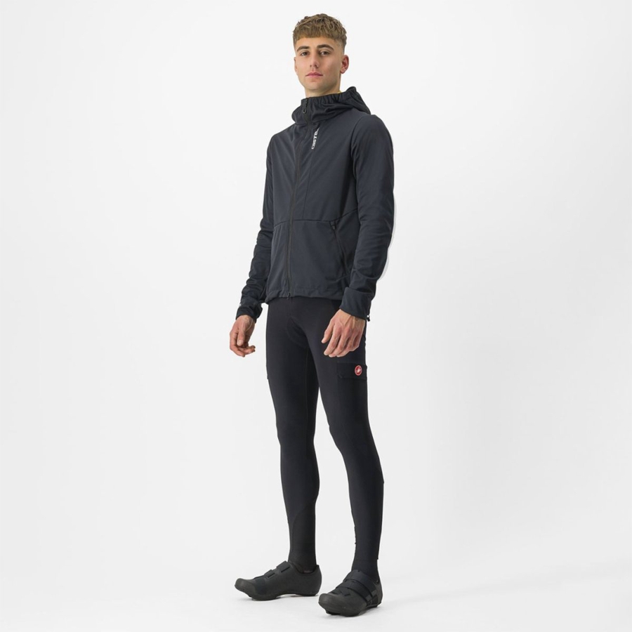 Castelli TRAIL HOODIE Men Jackets Black | 5934-NEDRG