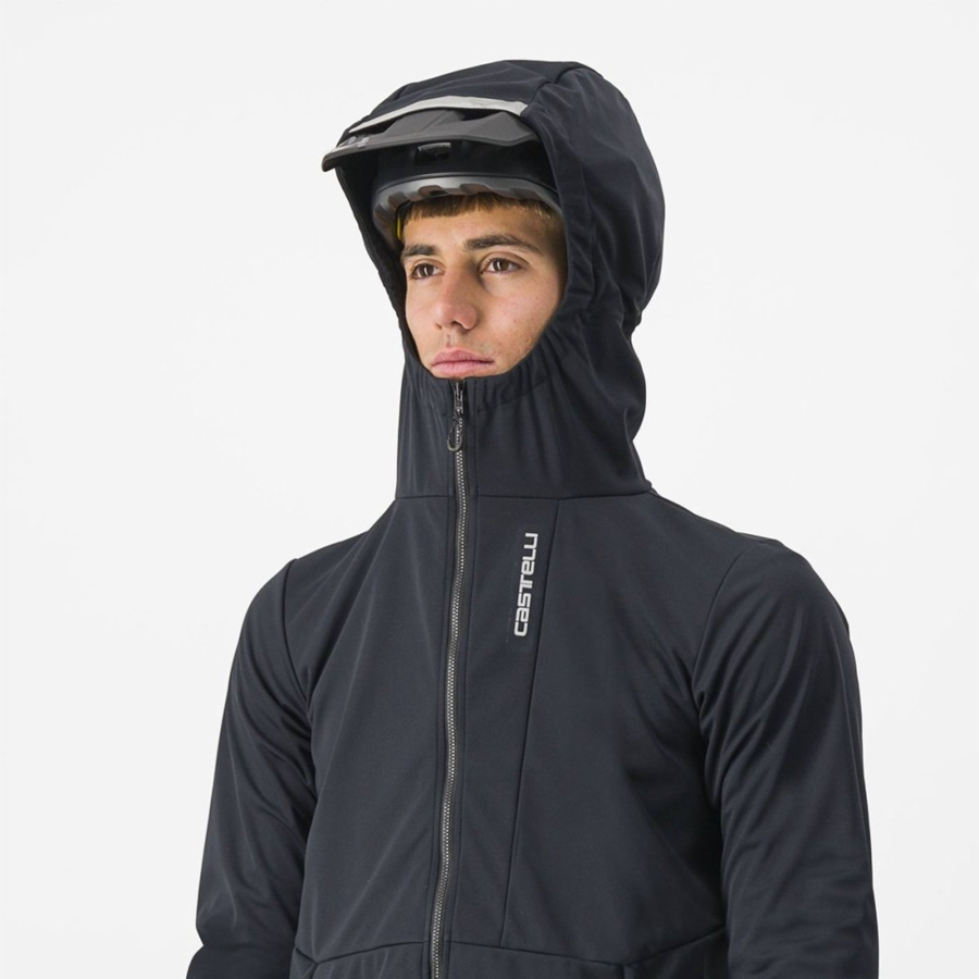 Castelli TRAIL HOODIE Men Jackets Black | 5934-NEDRG