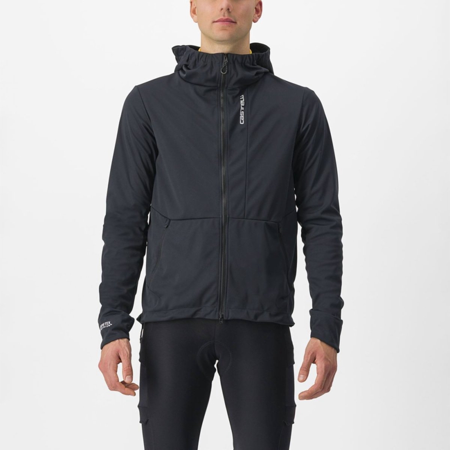 Castelli TRAIL HOODIE Men Jackets Black | 5934-NEDRG