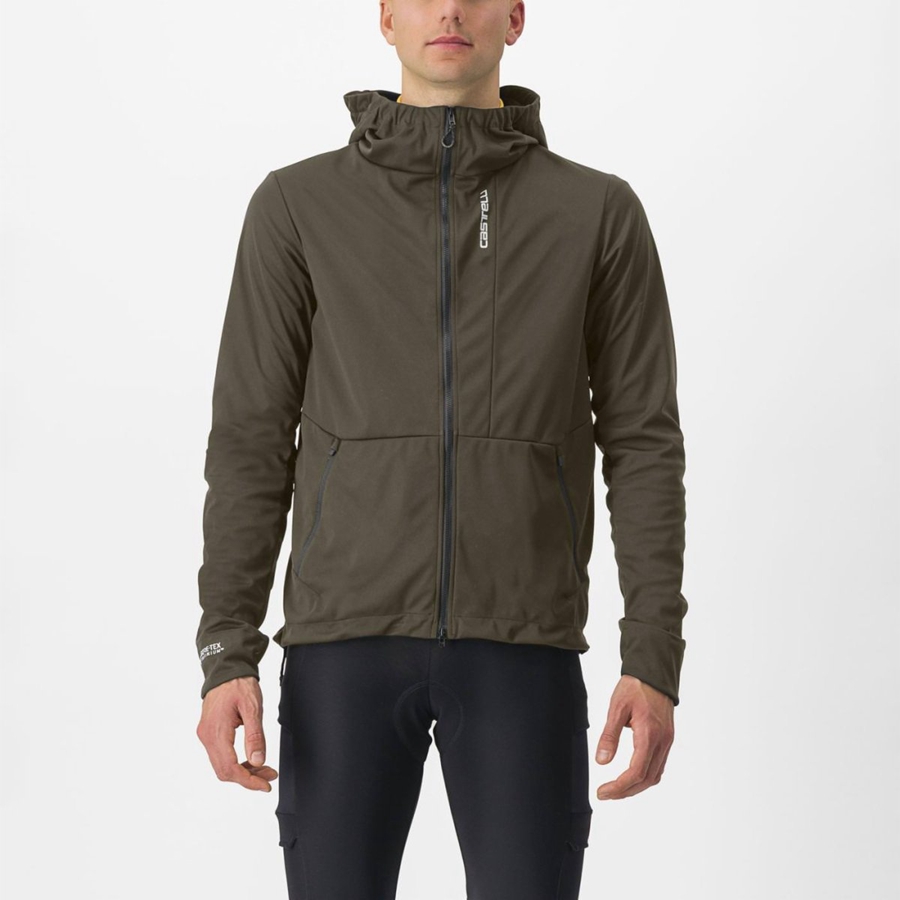 Castelli TRAIL HOODIE Men Jackets Green | 5403-DFLJB