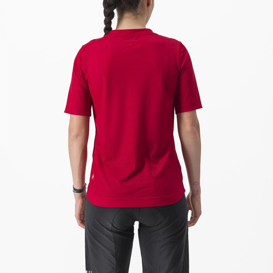 Castelli TRAIL TECH 2 W TEE Women Jersey Dark Red | 0473-XKJGF