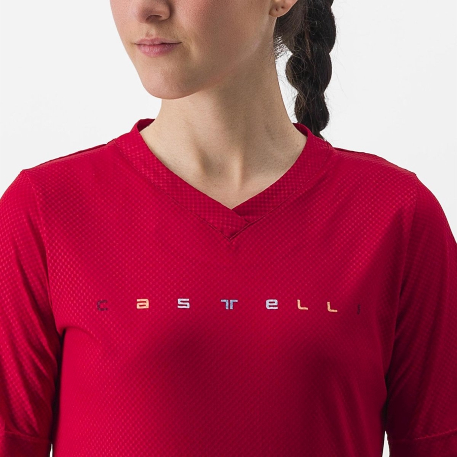 Castelli TRAIL TECH 2 W TEE Women Jersey Dark Red | 0473-XKJGF