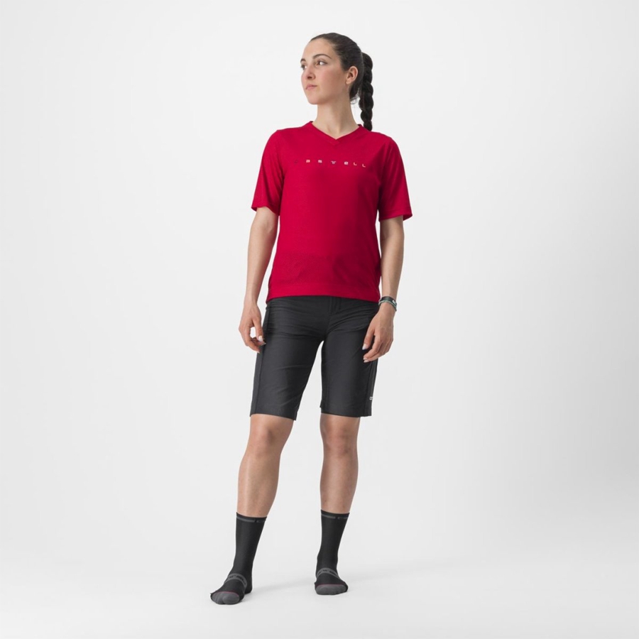 Castelli TRAIL TECH 2 W TEE Women Jersey Dark Red | 0473-XKJGF