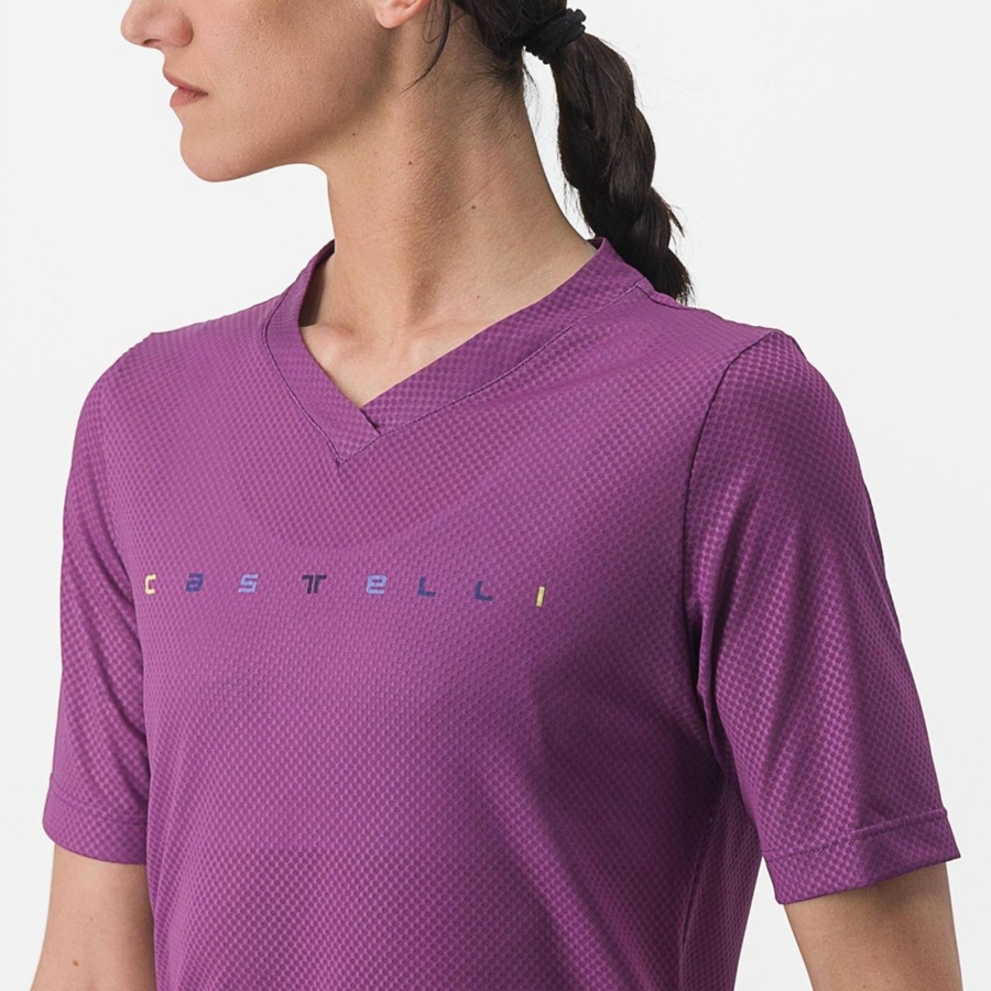 Castelli TRAIL TECH 2 W TEE Women Jersey Purple | 7310-KVORD