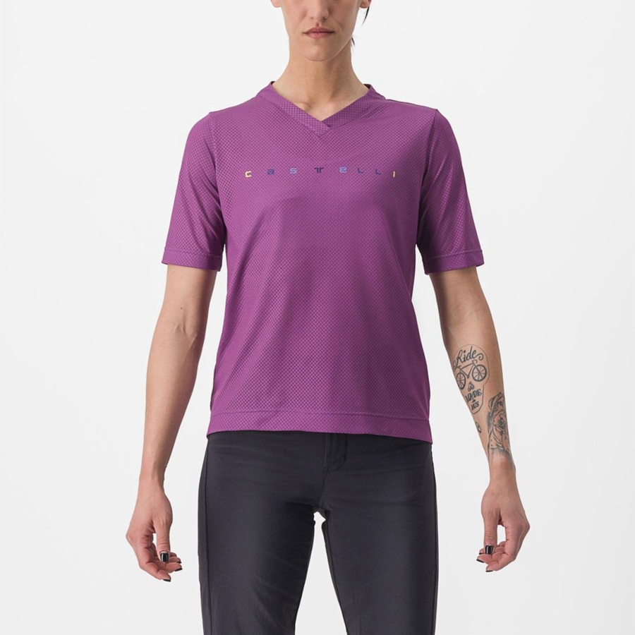 Castelli TRAIL TECH 2 W TEE Women Jersey Purple | 7310-KVORD