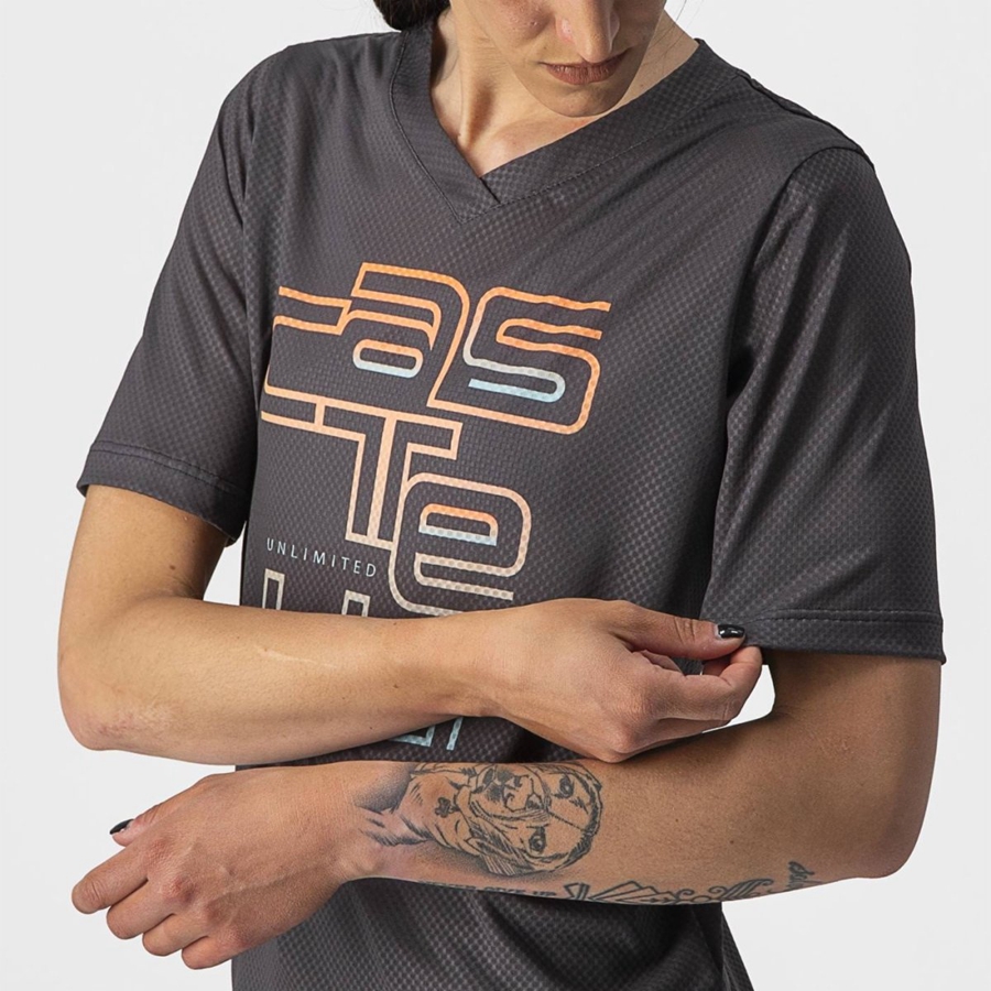 Castelli TRAIL TECH W TEE Women Jersey Dark Grey | 2904-HAMDY