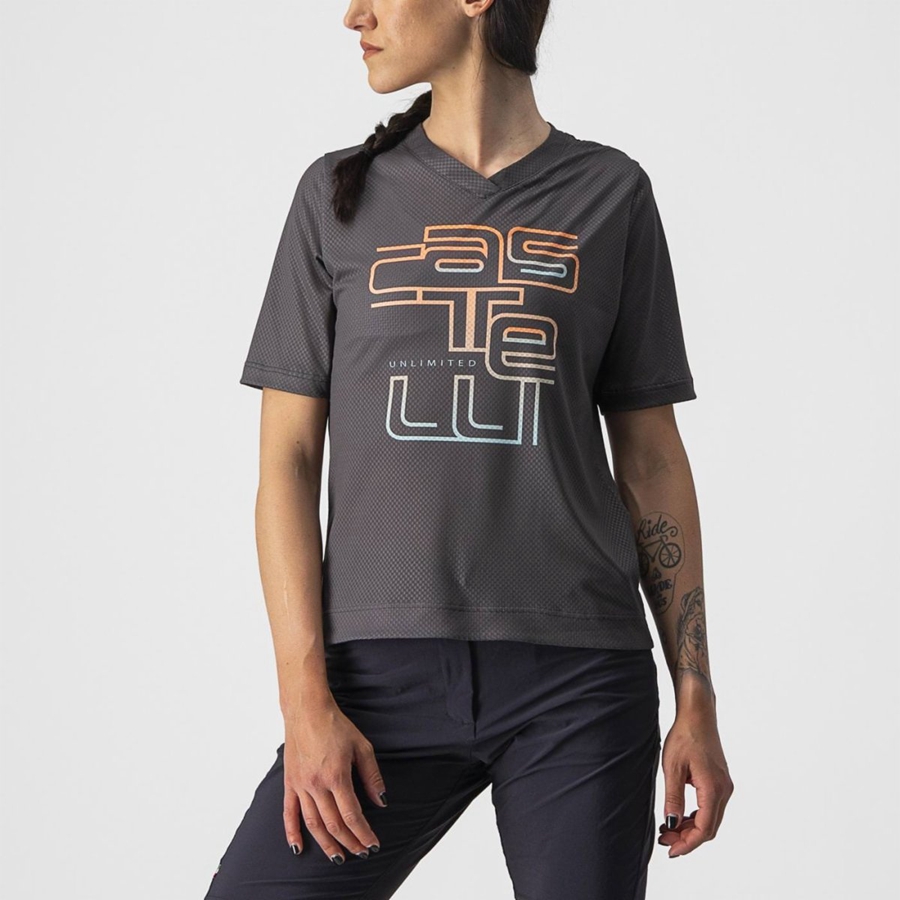 Castelli TRAIL TECH W TEE Women Jersey Dark Grey | 2904-HAMDY