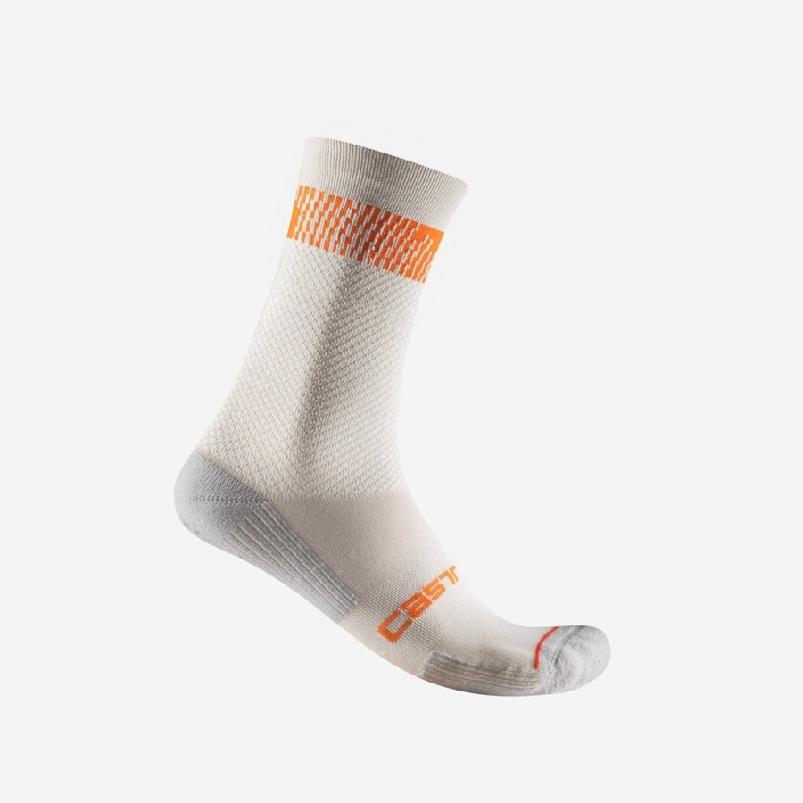 Castelli UNLIMITED 18 Men Socks Silver / Orange Red | 5697-ITZVY