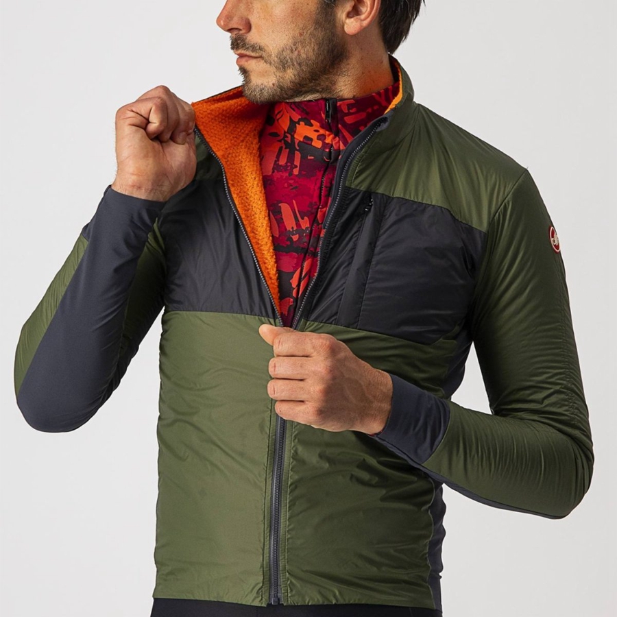 Castelli UNLIMITED PUFFY Men Jackets Light Green / Dark Grey | 5013-VWGUD