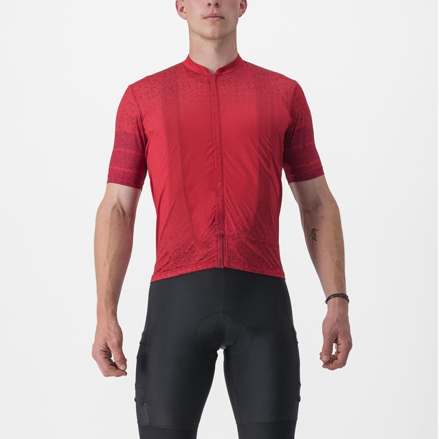 Castelli UNLIMITED TERRA Men Jersey Dark Red | 7320-SYUXG