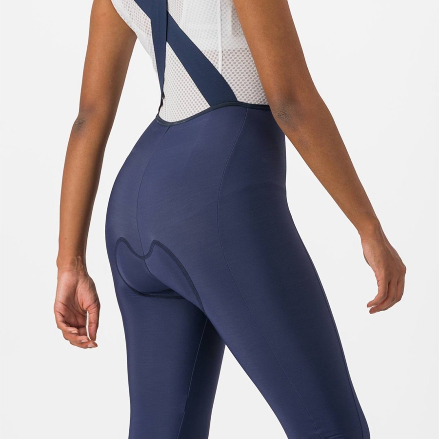 Castelli VELOCISSIMA DT Women Bib Tights Blue / Silver | 6385-FUOBK