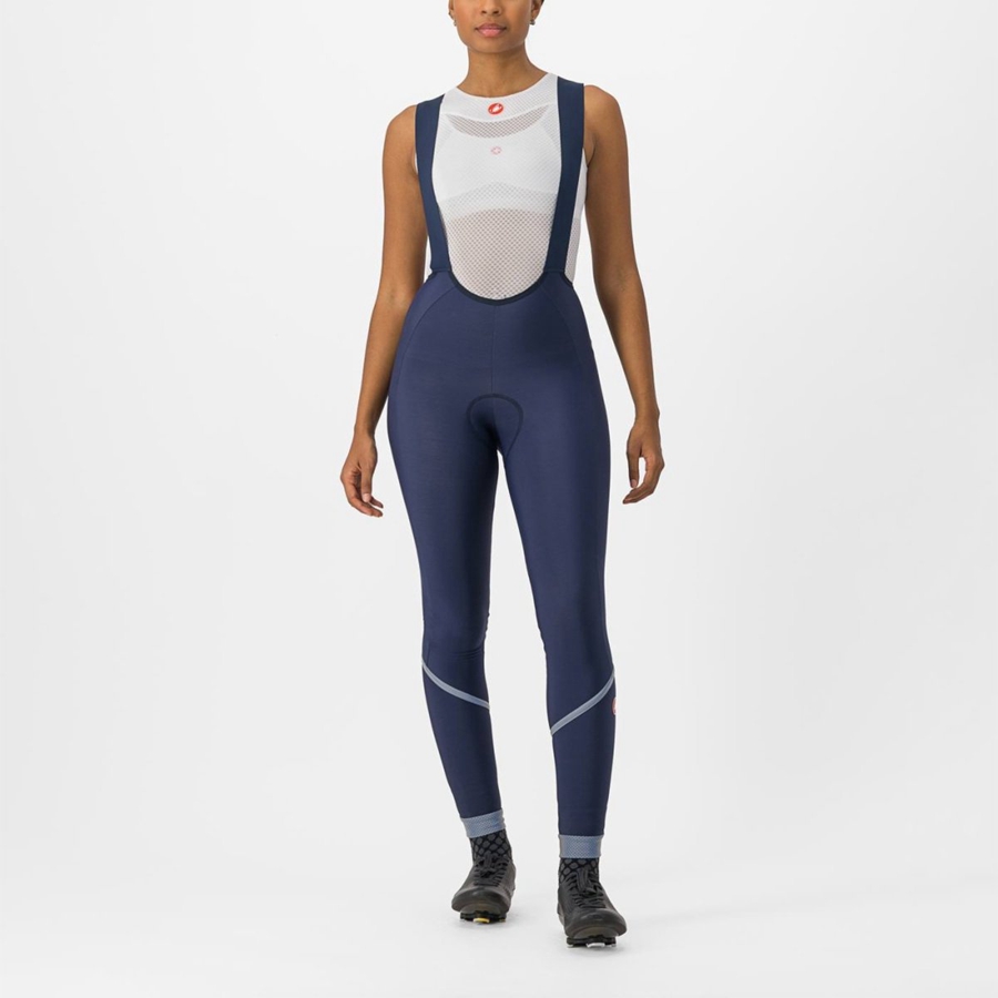 Castelli VELOCISSIMA DT Women Bib Tights Blue / Silver | 6385-FUOBK