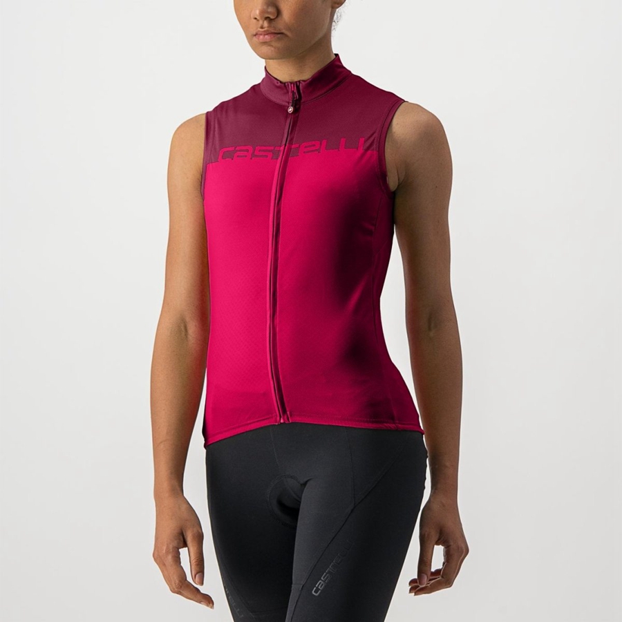 Castelli VELOCISSIMA SLEEVELESS Women Jersey Red / Burgundy | 1682-UCPZA