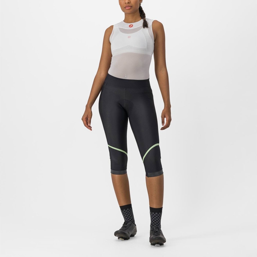 Castelli VELOCISSIMA THERMAL KNICKER Women Leggings Black / Mint / Black | 5673-VSMOT