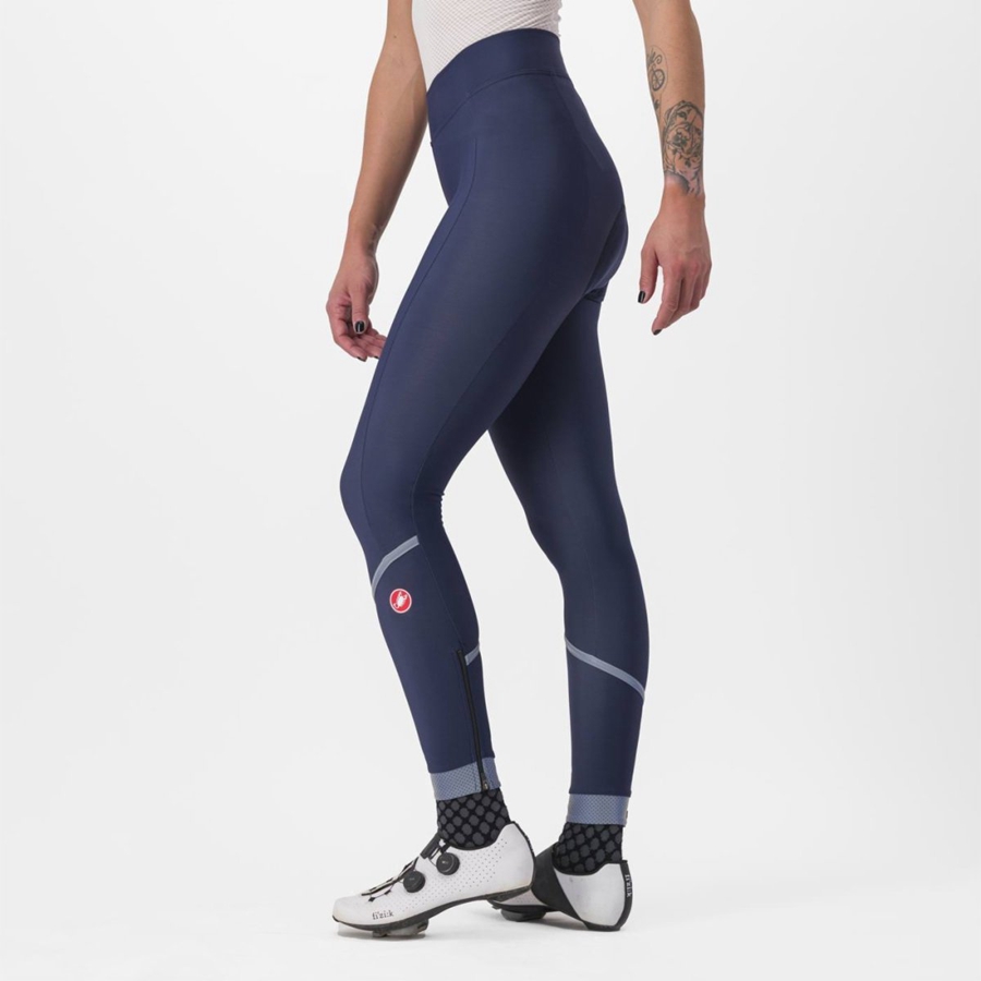 Castelli VELOCISSIMA THERMAL Women Leggings Blue / Silver | 6503-KNSXL