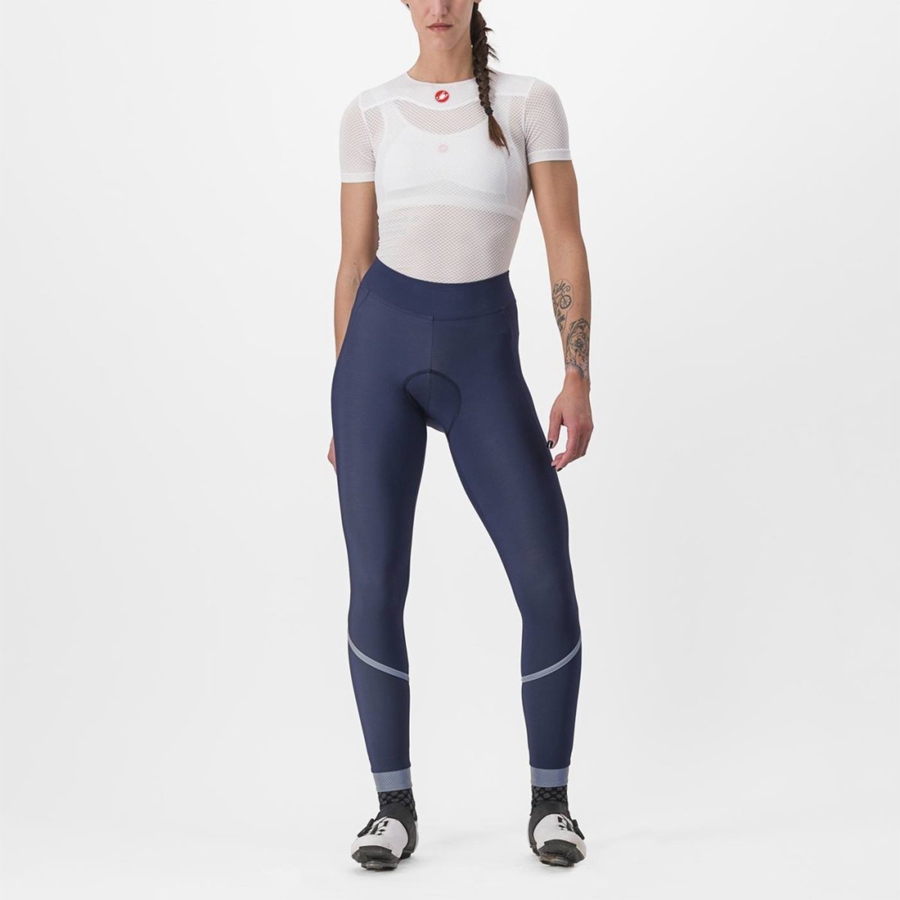 Castelli VELOCISSIMA THERMAL Women Leggings Blue / Silver | 6503-KNSXL