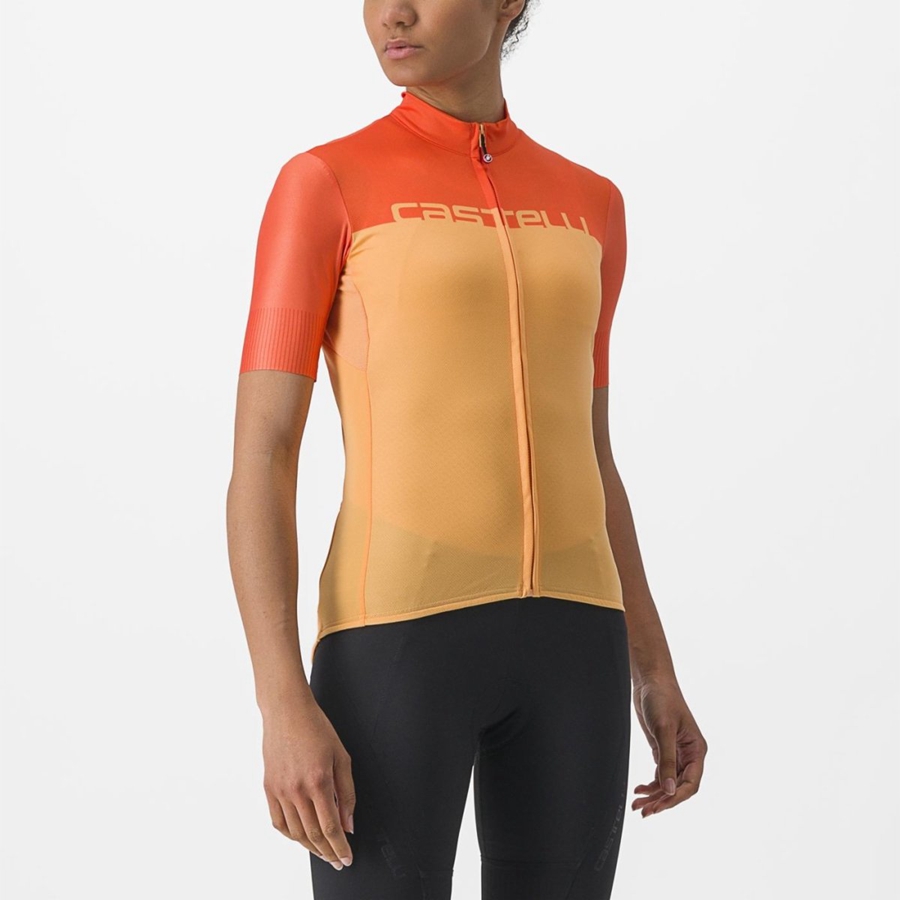 Castelli VELOCISSIMA Women Jersey Orange / Deep Red | 1825-PXBFR