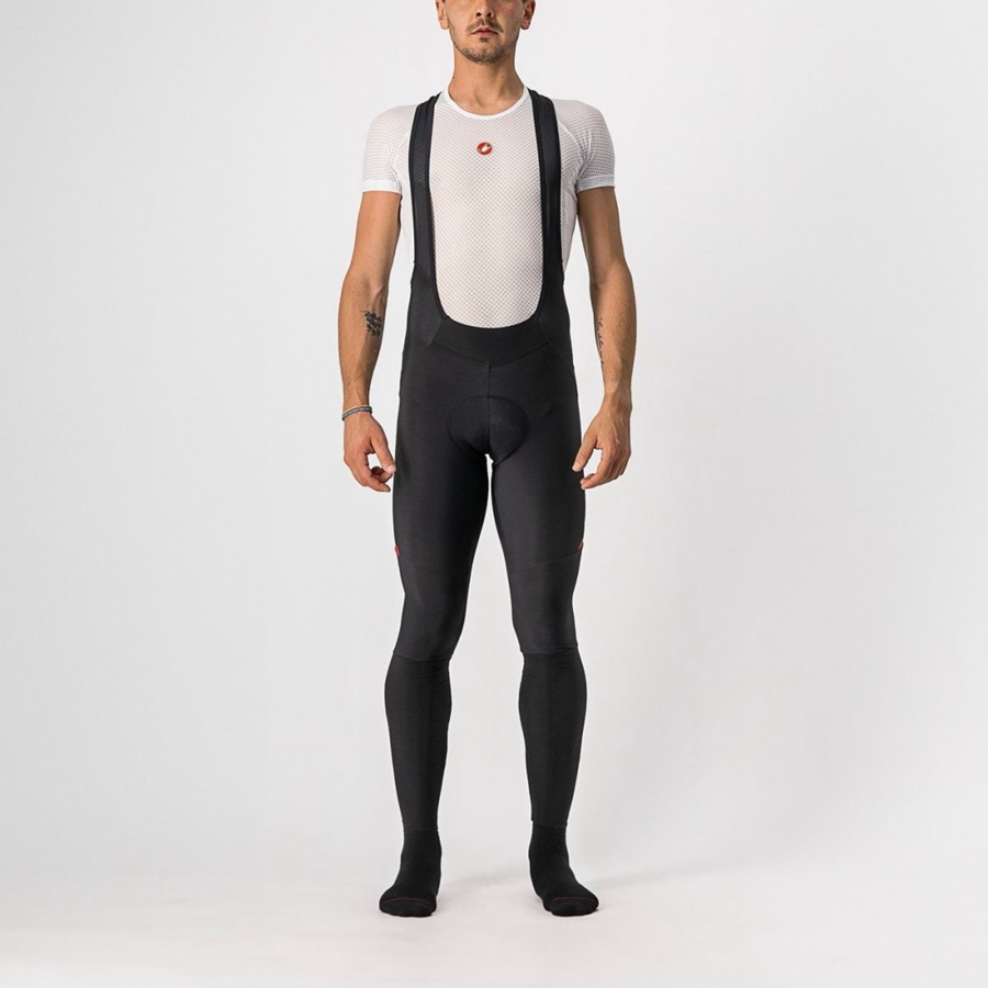 Castelli VELOCISSIMO 5 Men Bib Tights Black / Red | 4657-EFHMD