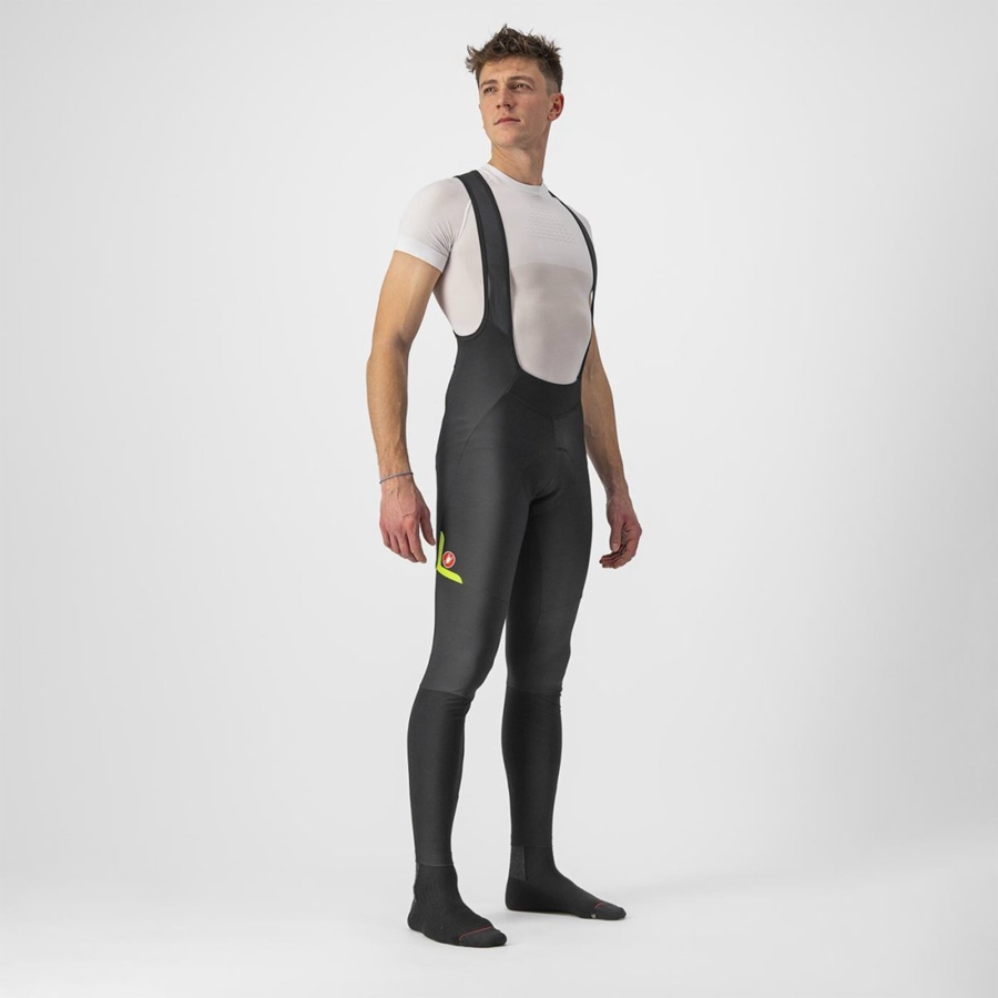 Castelli VELOCISSIMO 5 Men Bib Tights Black / Light Green | 5938-UPKIL